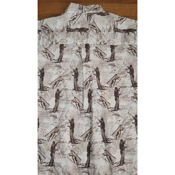 Fly Fishing Lure Button Up Cotton Shirt Medium NWT Cafe Luna - Picture 4 of 10
